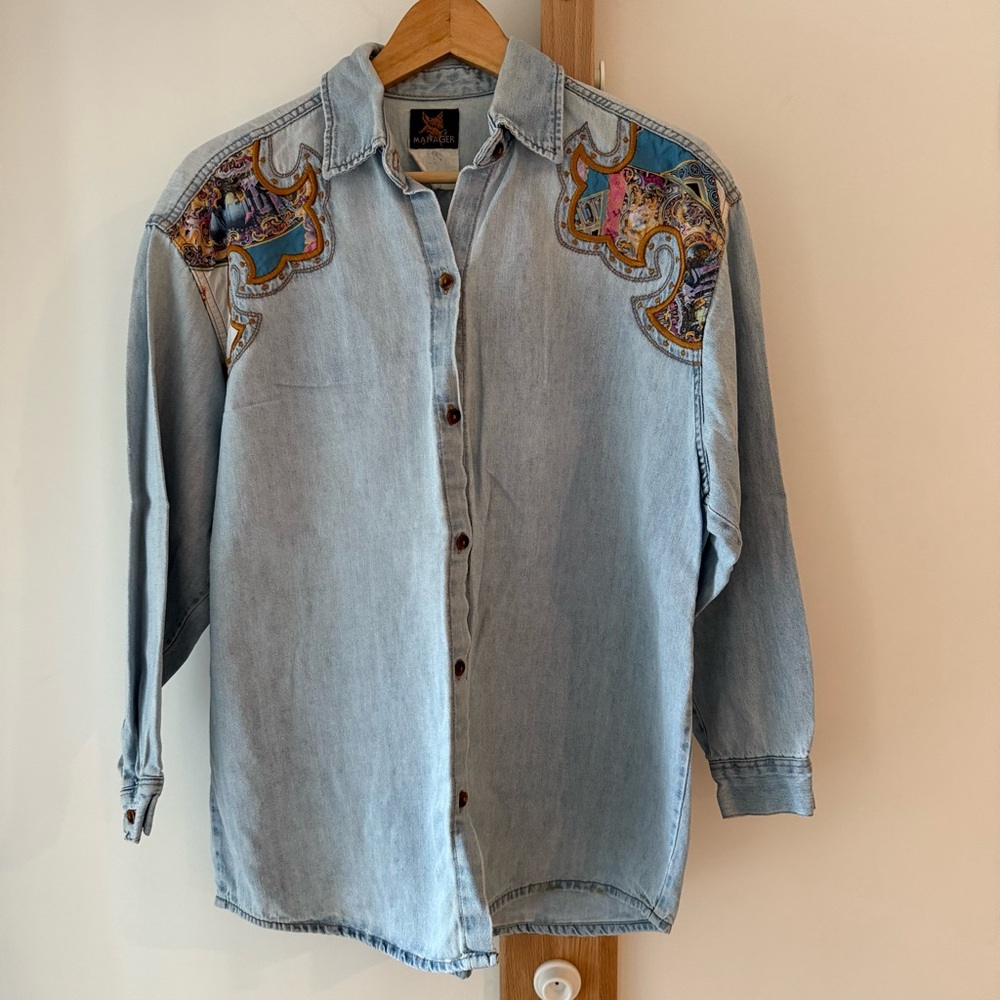 Vintage Manager denim shirt w/Embroidery - Picture 1 of 10